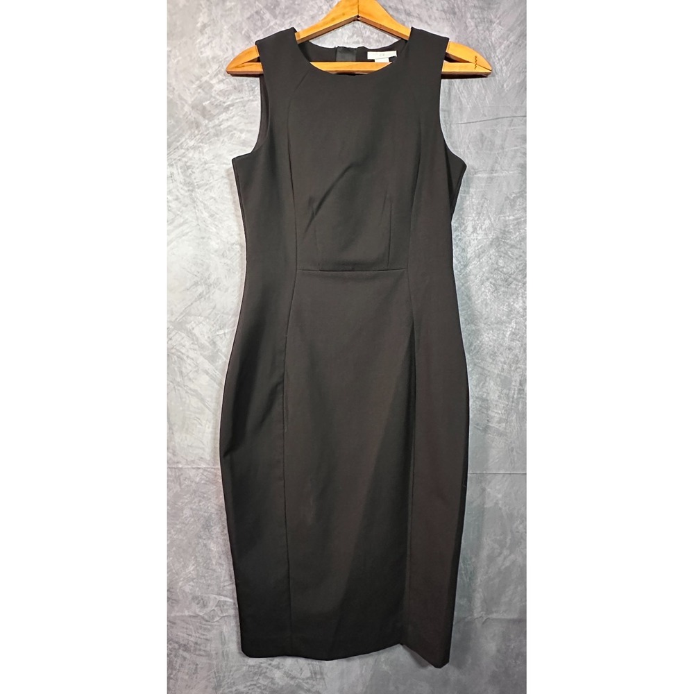 HM Sheath Dress Womens 6 Black Stretch Fitted Sleeveless Round Neck Work Mini